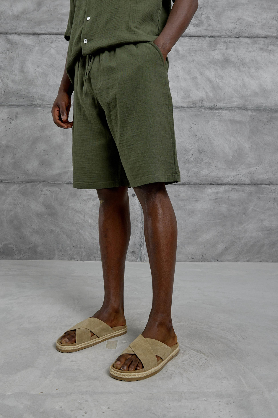 Yeşil Müslin Basic Şort