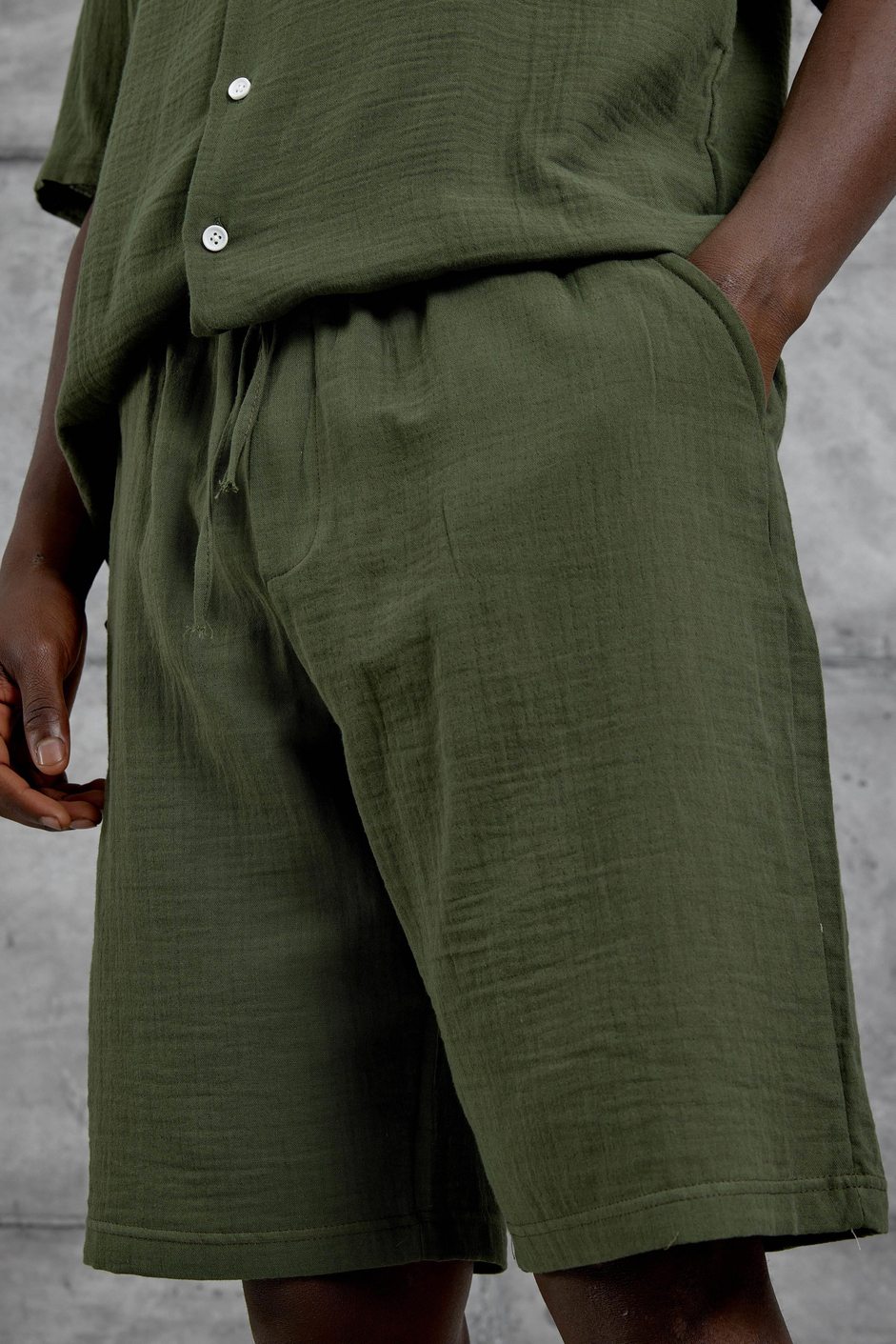 Yeşil Müslin Basic Şort