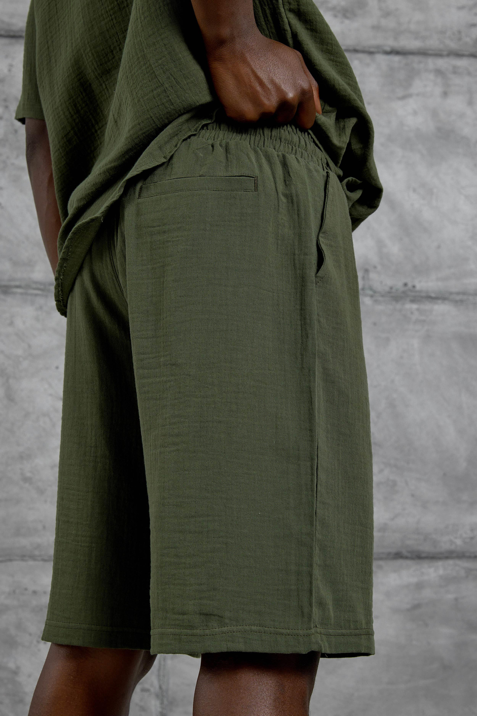 Yeşil Müslin Basic Şort