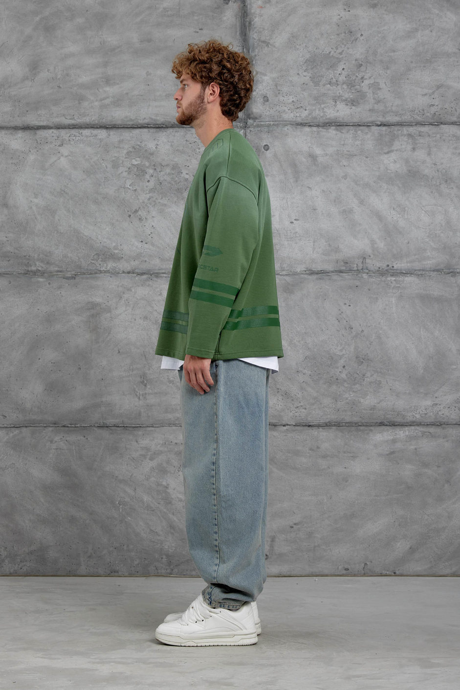 Yeşil Nmrc 00 Baskılı Oversize Sweatshirt