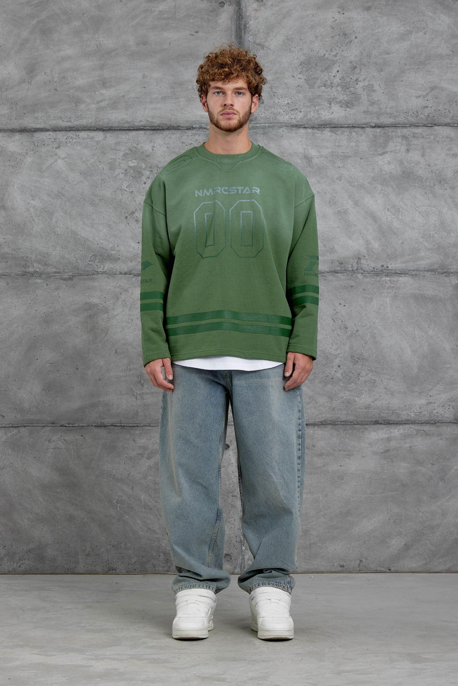 Yeşil Nmrc 00 Baskılı Oversize Sweatshirt