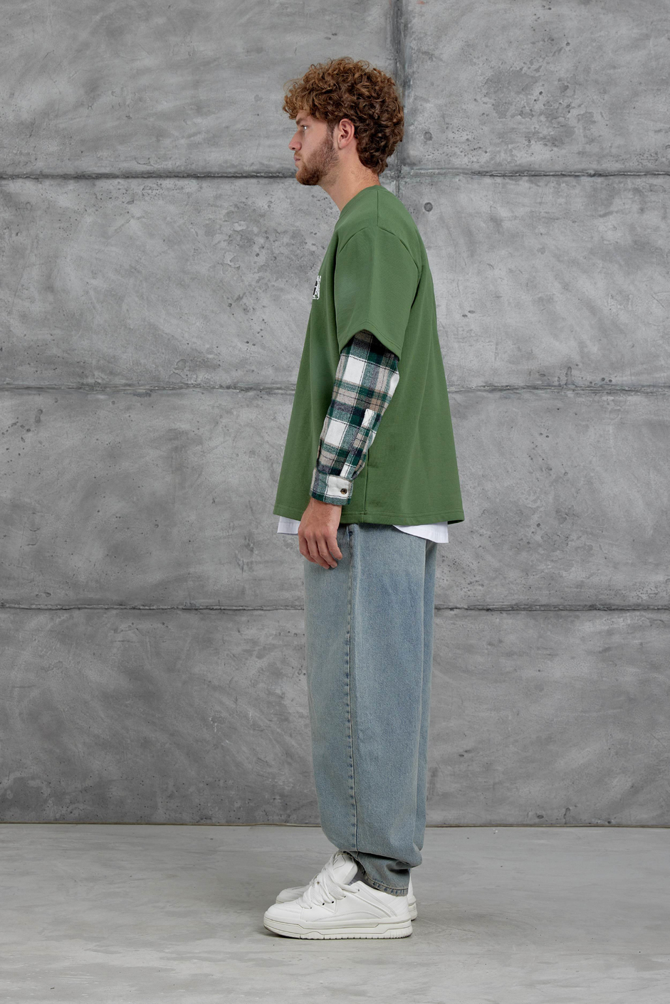 Yeşil Nmrc Kolu Parçalı Oversize Sweatshirt