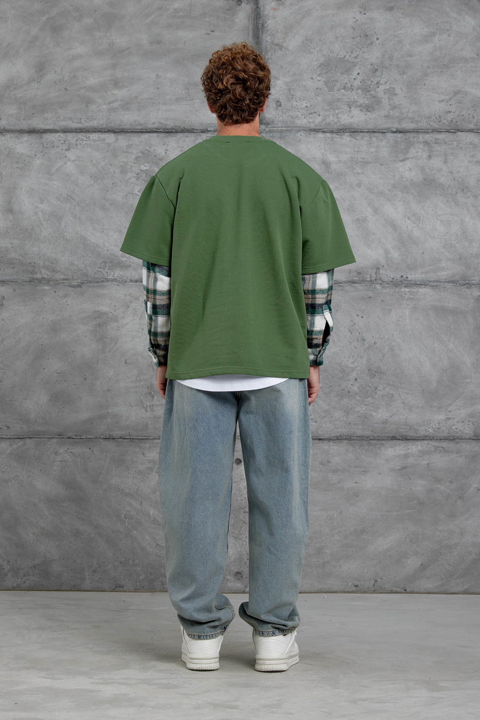 Yeşil Nmrc Kolu Parçalı Oversize Sweatshirt