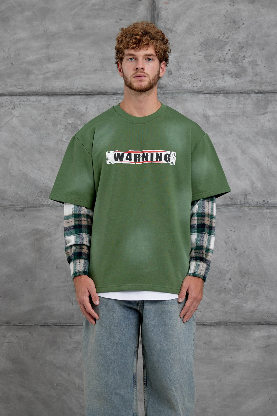 Yeşil Nmrc Kolu Parçalı Oversize Sweatshirt