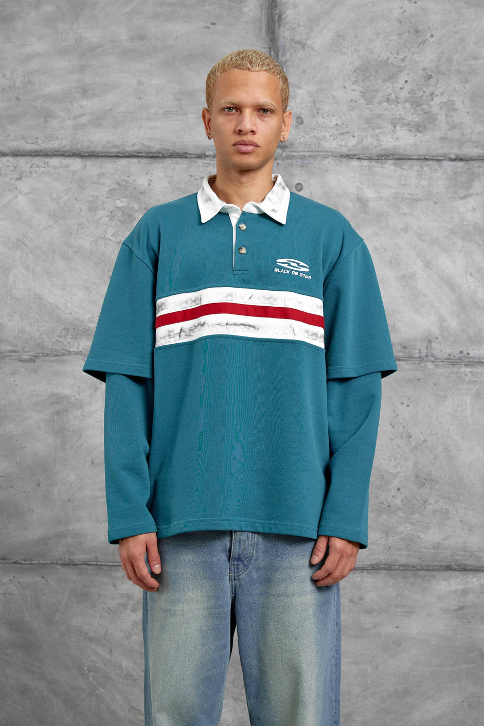 Yeşil Nmrc Polo Yaka Kolu Parçalı Oversize Sweatshirt