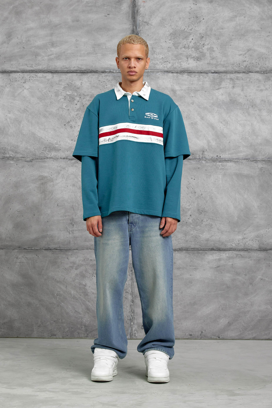 Yeşil Nmrc Polo Yaka Kolu Parçalı Oversize Sweatshirt