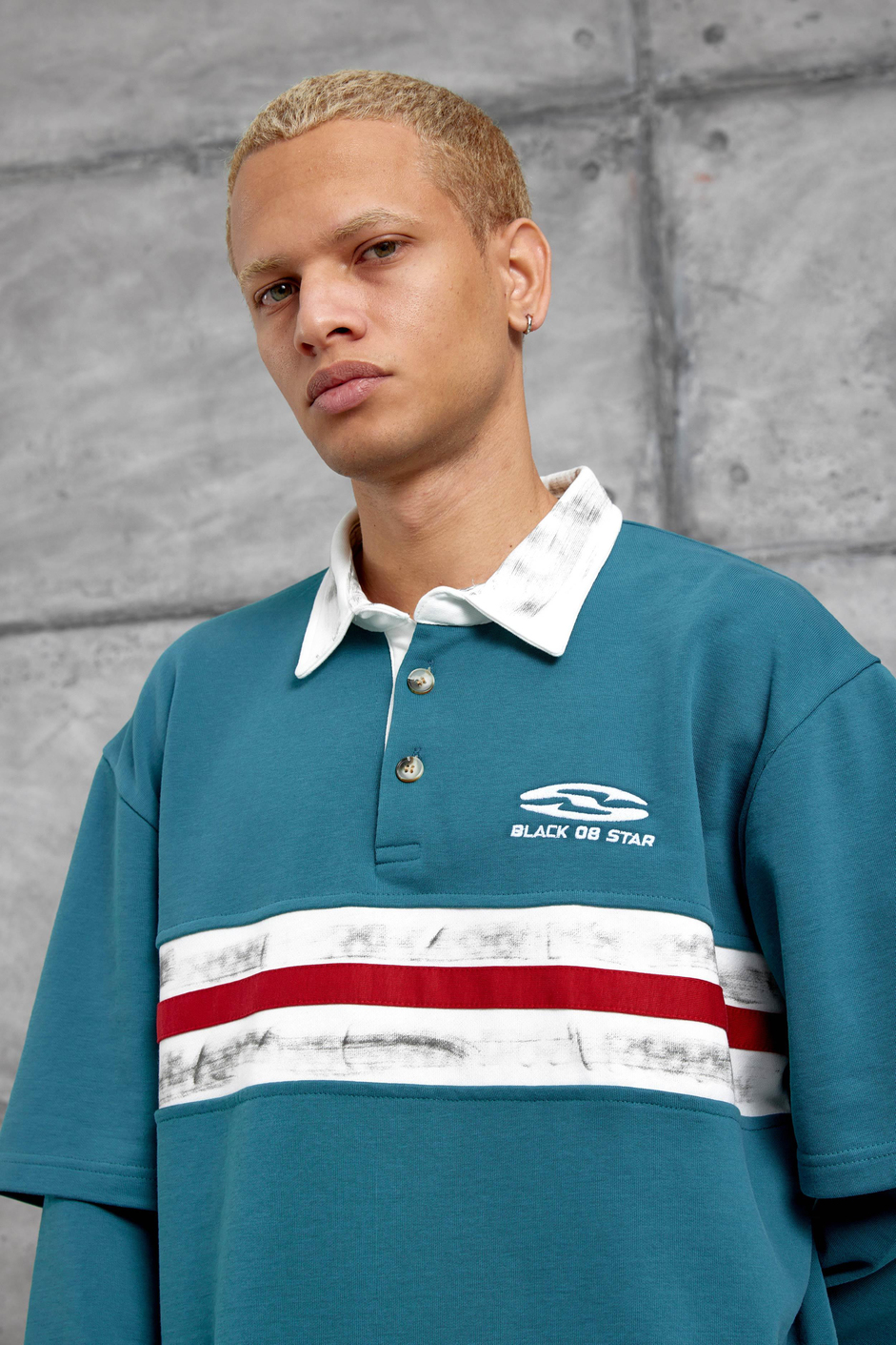 Yeşil Nmrc Polo Yaka Kolu Parçalı Oversize Sweatshirt