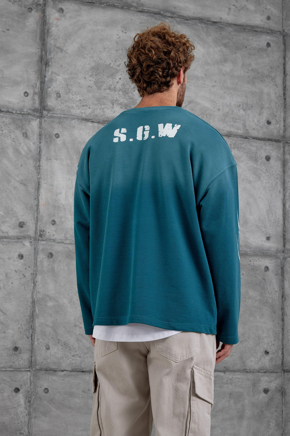 Yeşil Nmrc Rakam Baskılı Oversize Sweatshirt