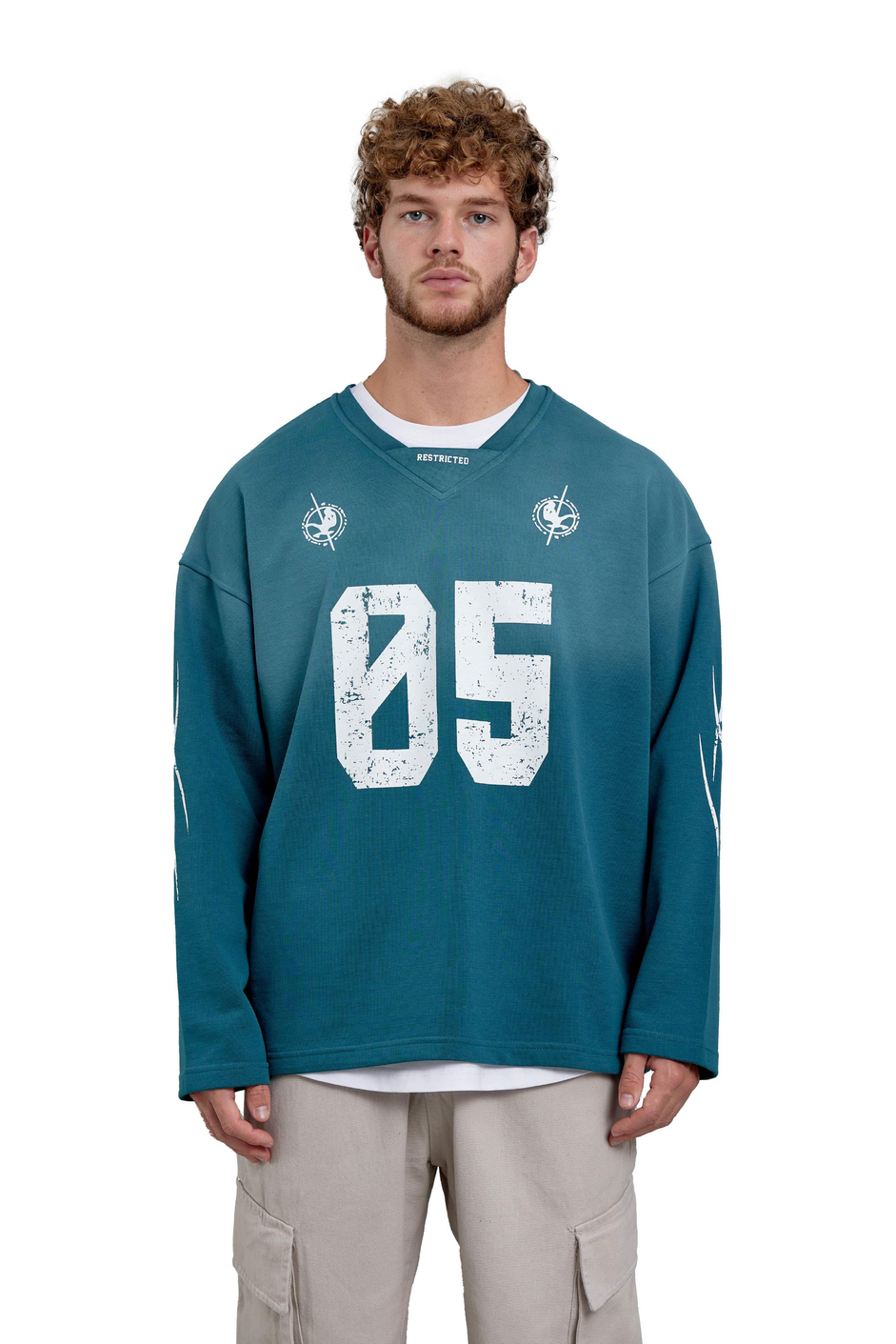 Yeşil Nmrc Rakam Baskılı Oversize Sweatshirt