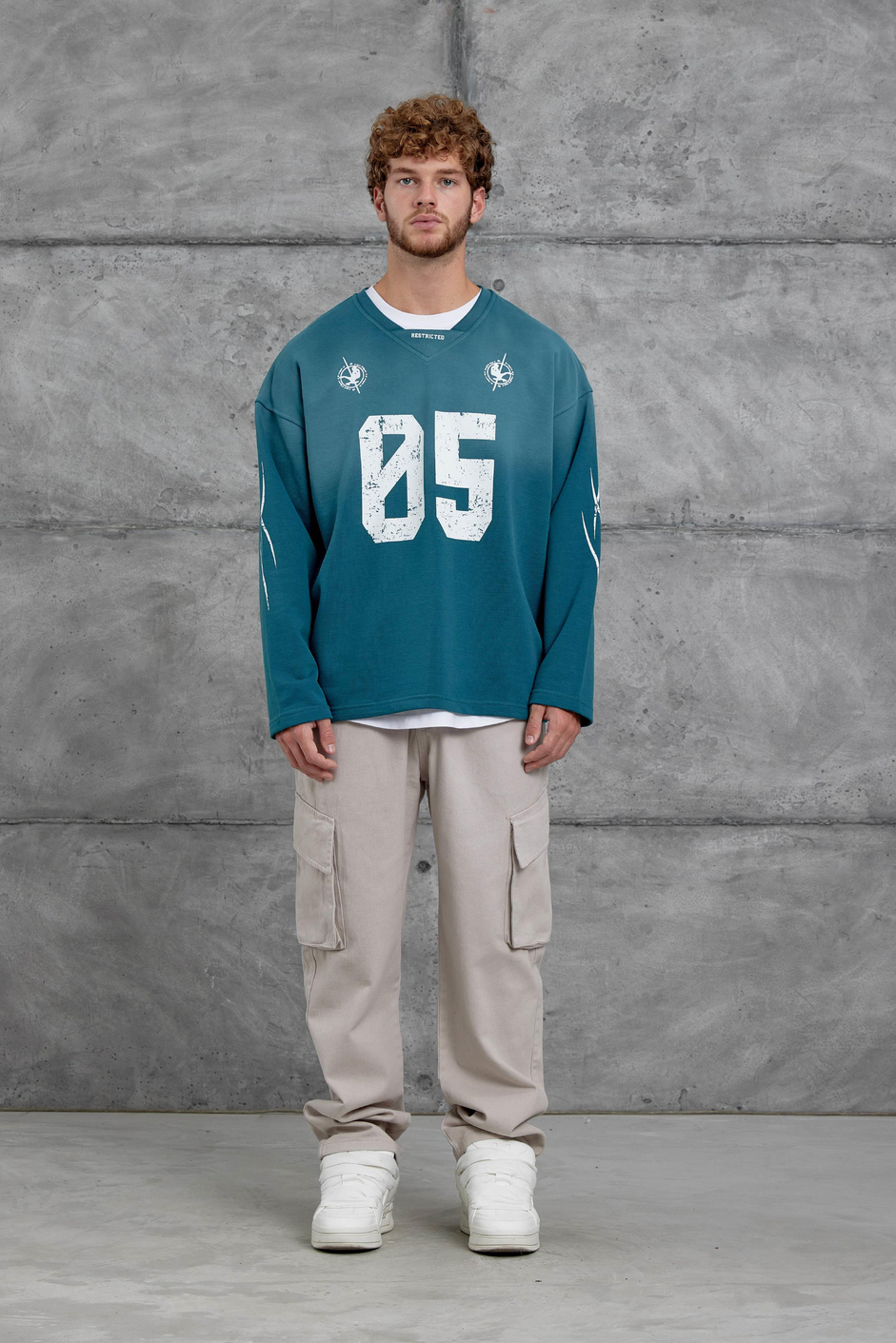 Yeşil Nmrc Rakam Baskılı Oversize Sweatshirt