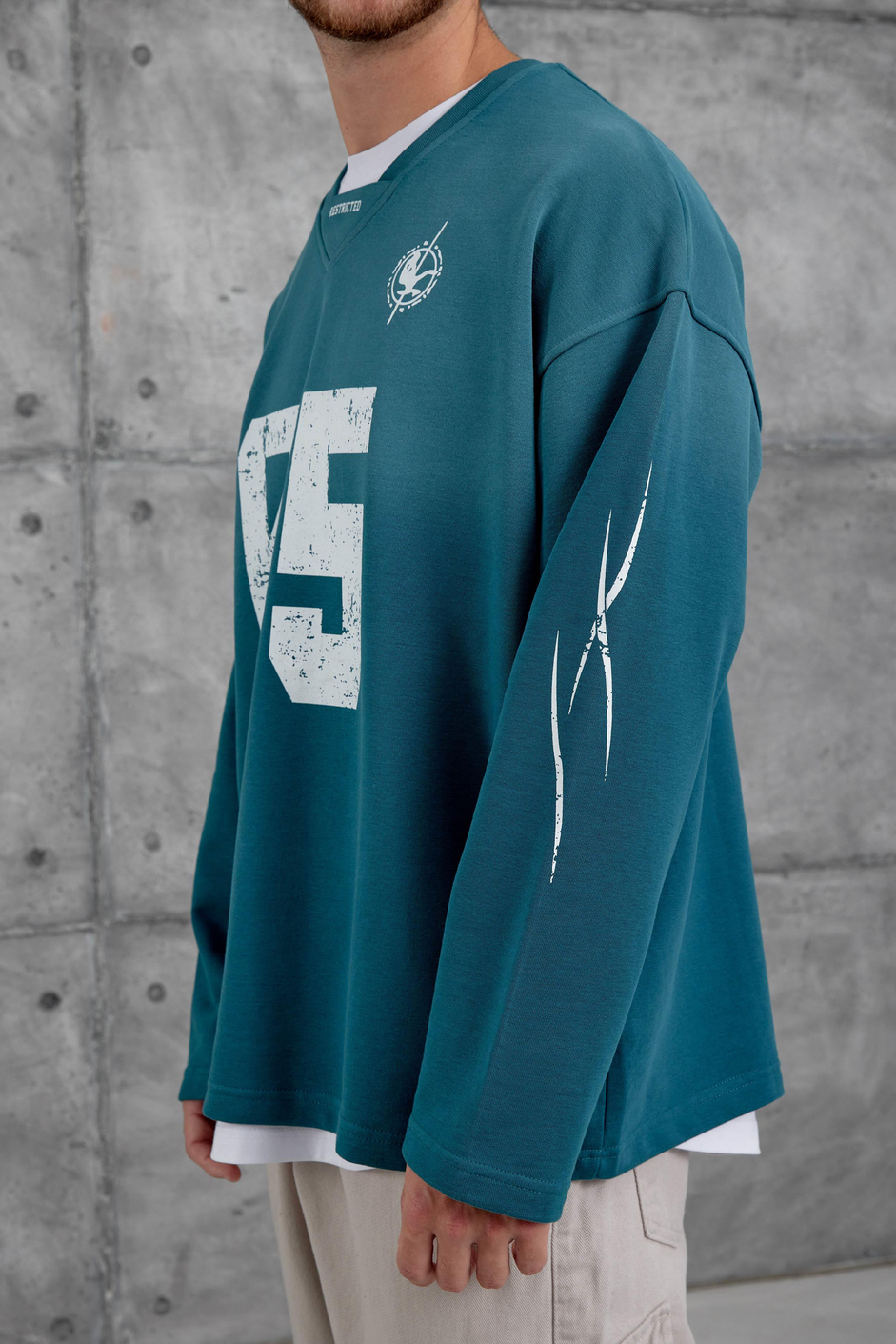 Yeşil Nmrc Rakam Baskılı Oversize Sweatshirt