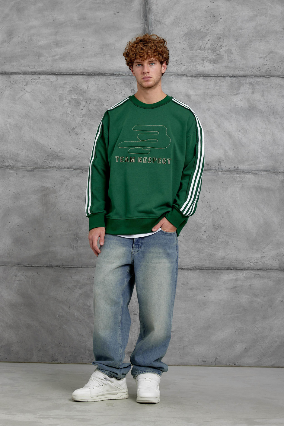 Yeşil NMRC ŞERİT DETAYLI 9 NUMARA OVERSİZE SWEATSHİRT