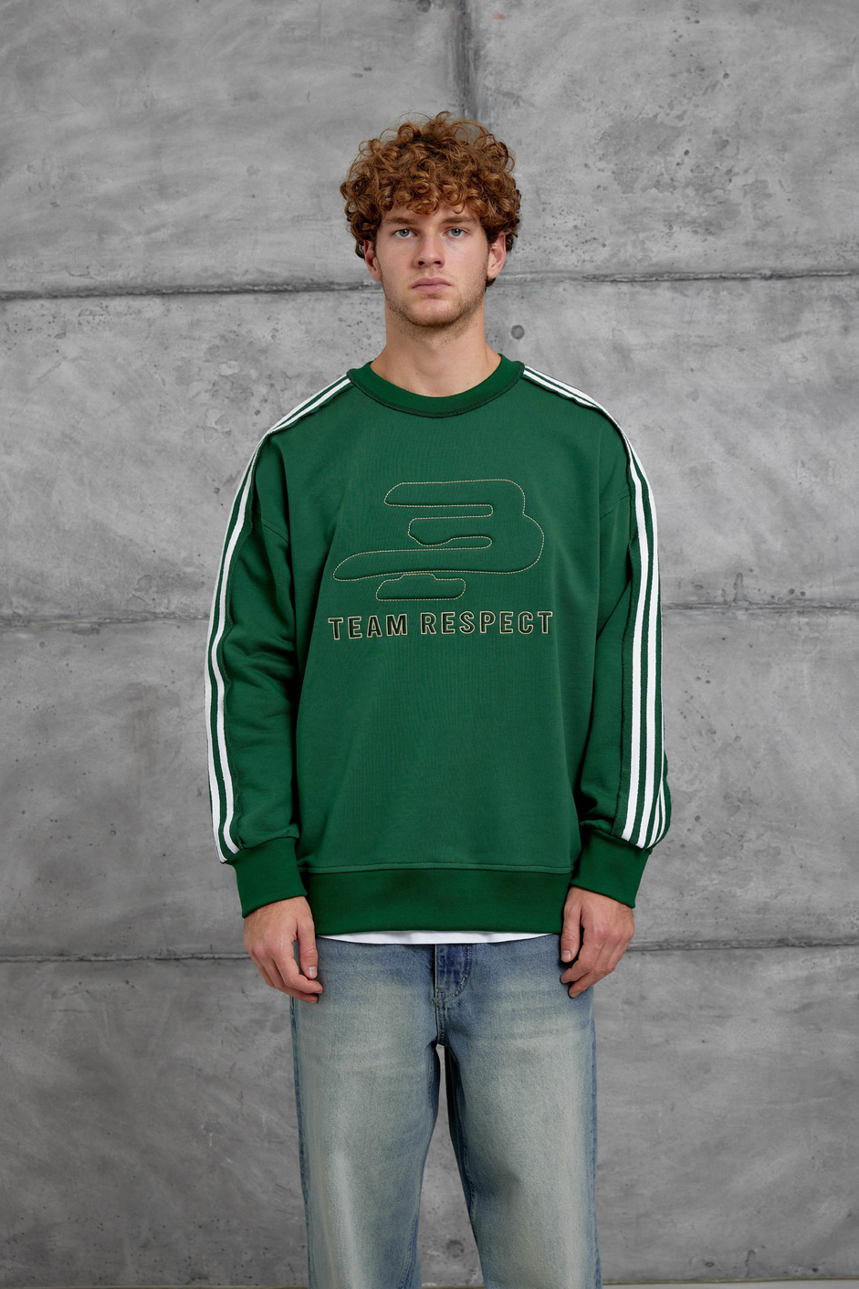 Yeşil NMRC ŞERİT DETAYLI 9 NUMARA OVERSİZE SWEATSHİRT