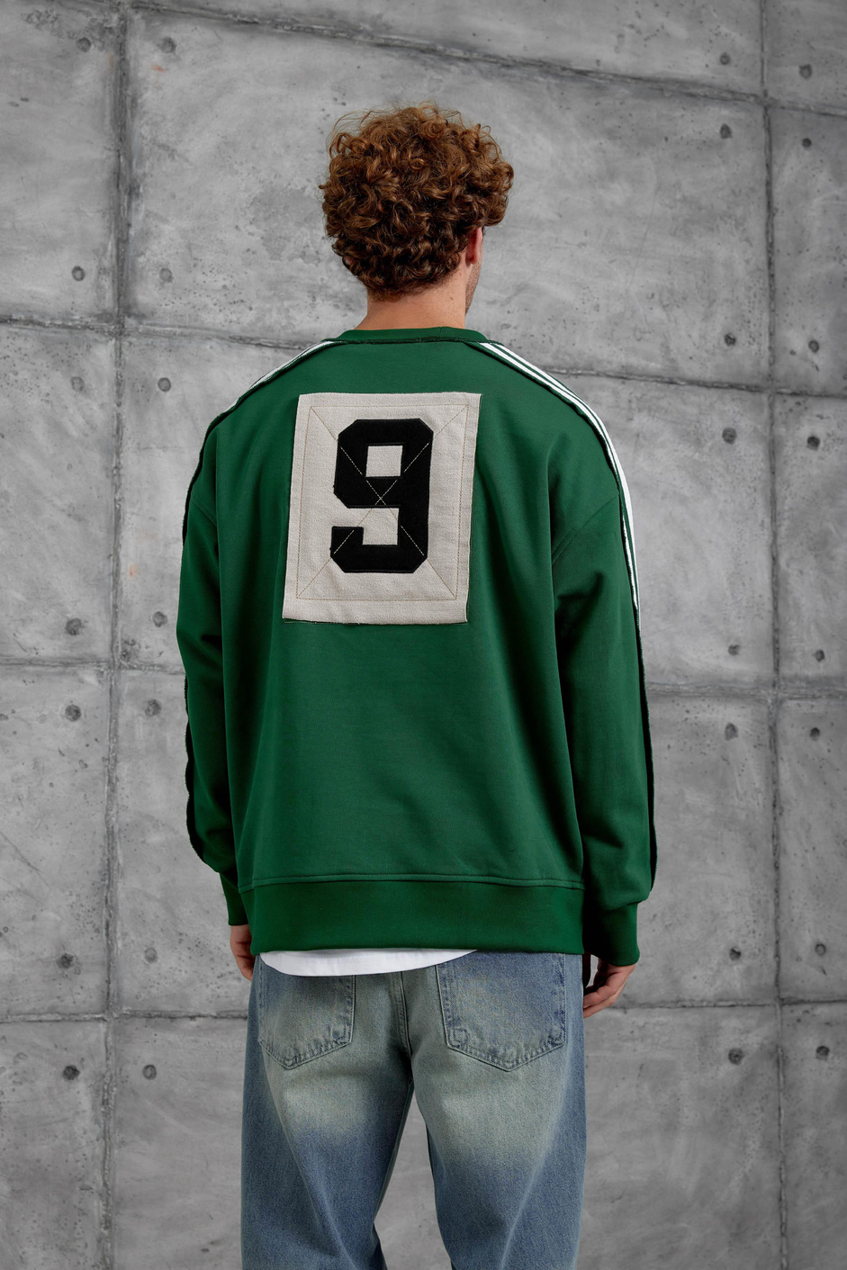 Yeşil NMRC ŞERİT DETAYLI 9 NUMARA OVERSİZE SWEATSHİRT