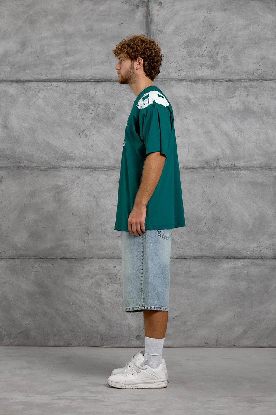 Yeşil OMUZ RAKAM BASKI OVERSIZE TSHIRT