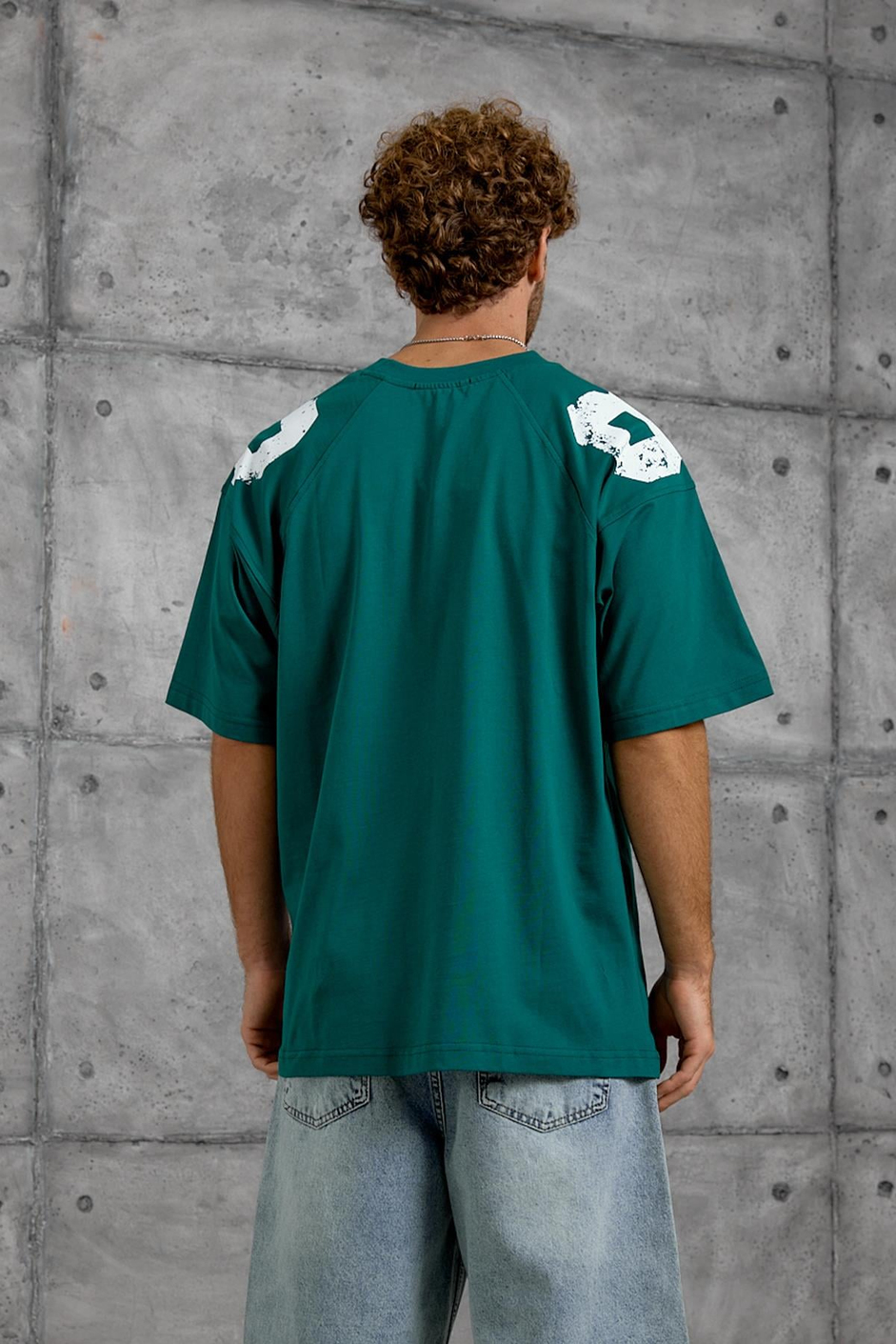 Yeşil OMUZ RAKAM BASKI OVERSIZE TSHIRT