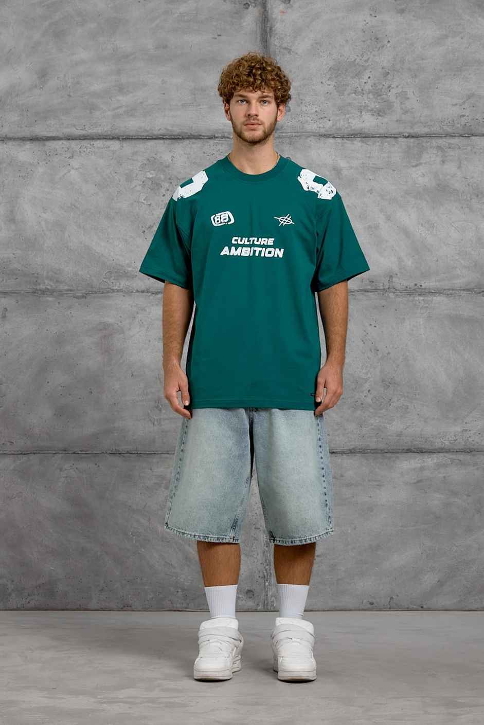 Yeşil OMUZ RAKAM BASKI OVERSIZE TSHIRT
