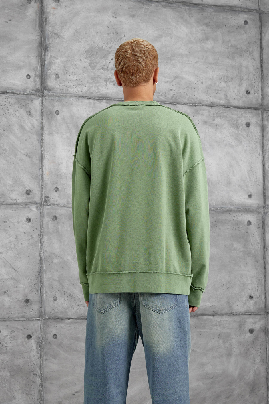 Yeşil RAW BASKILI OVERSİZE SWEATSHIRT