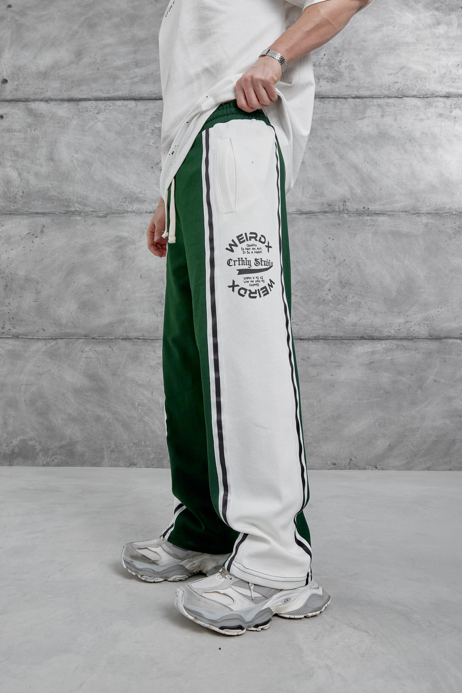 Yeşil Weirdx Yazılı Baggy Eşofman