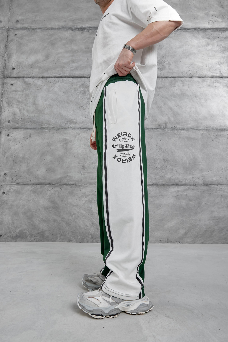 Yeşil Weirdx Yazılı Baggy Eşofman