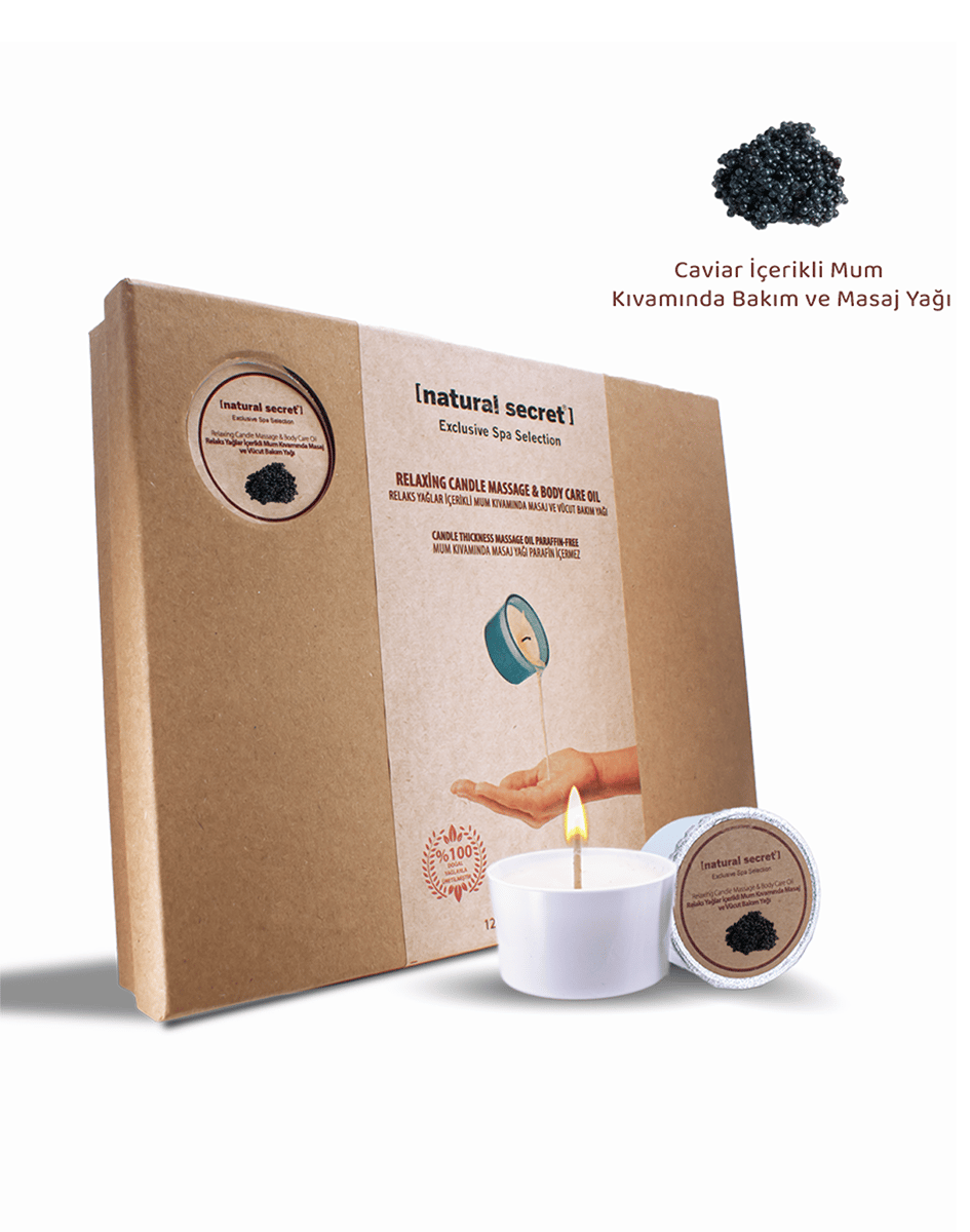 Natural Secret Caviar Candle Massage & Body Care Oil - Havyar Mum Masaj & Vücut Bakım Yağı