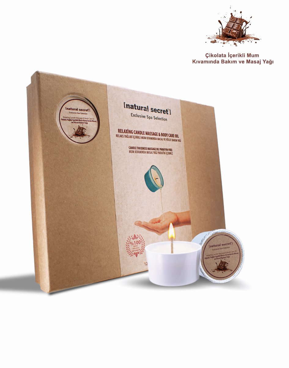 Natural Secret Chocolate Candle Massage & Body Care Oil - Çikolata Mum Masaj & Vücut Bakım Yağı