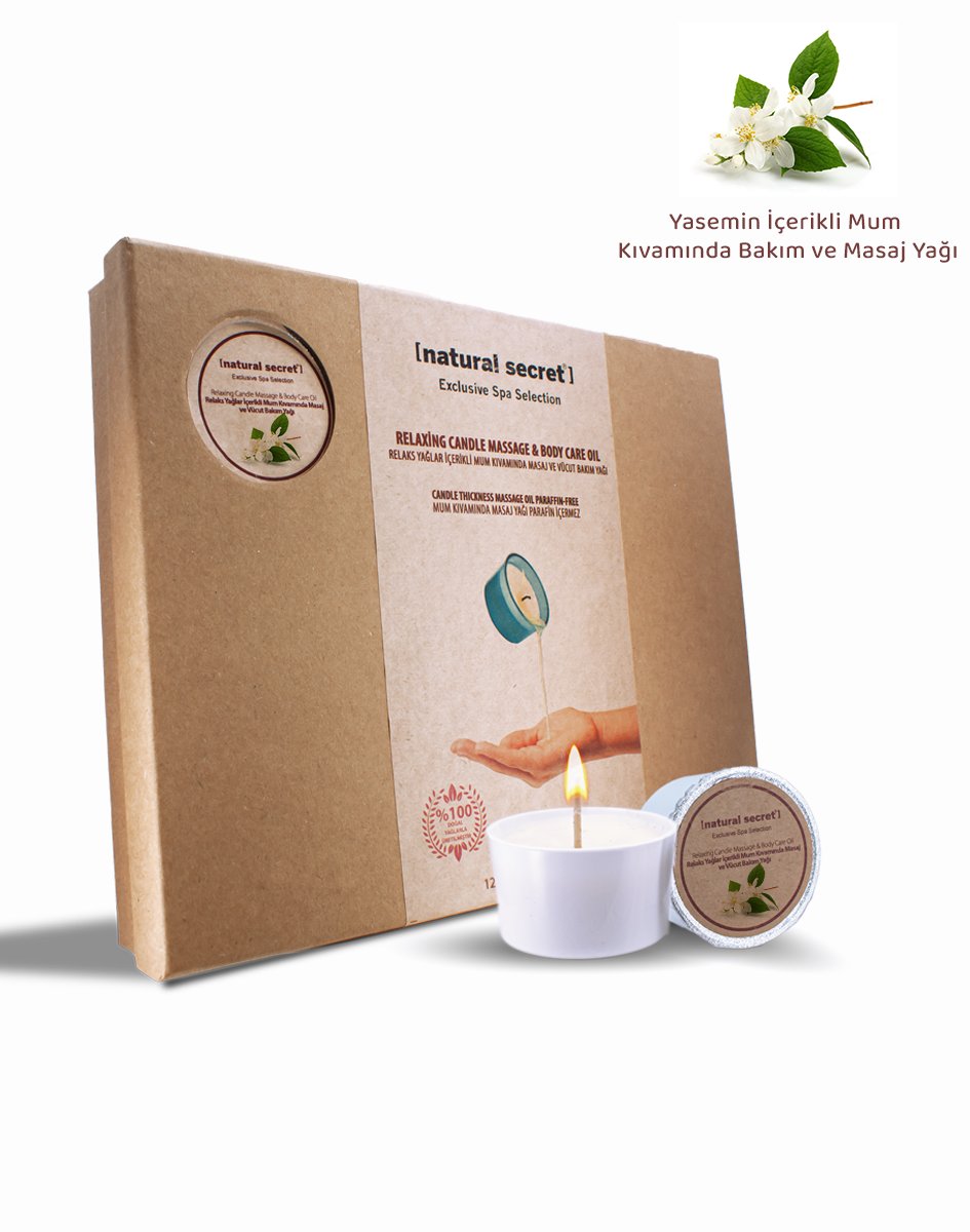 Natural Secret Jasmine Candle Massage & Body Care Oil - Yasemin Mum Masaj & Vücut Bakım Yağı