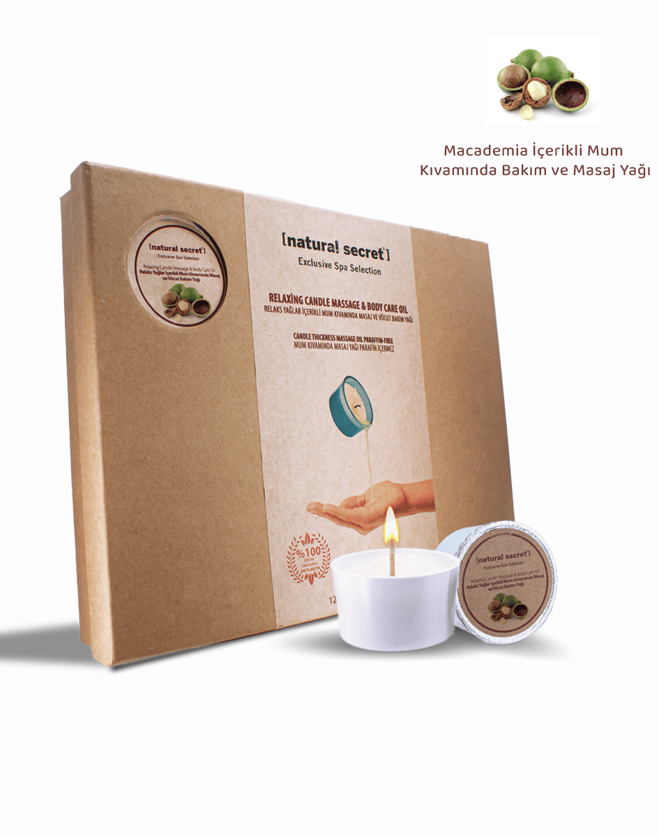 Natural Secret Macadamia Candle Massage & Body Care Oil - Makademya Mum Masaj & Vücut Bakım Yağı