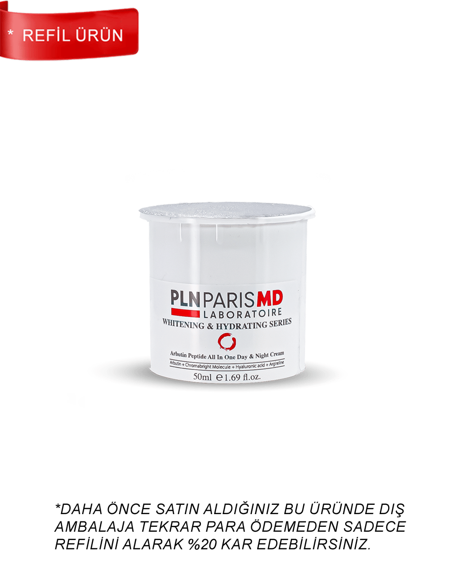 PLN PARIS MD Arbutin & Peptide & Day & Night Cream / Arbutin İçerikli Leke Açıcı ve Nemlendirici gündüz ve gece kremi 50ml REFIL