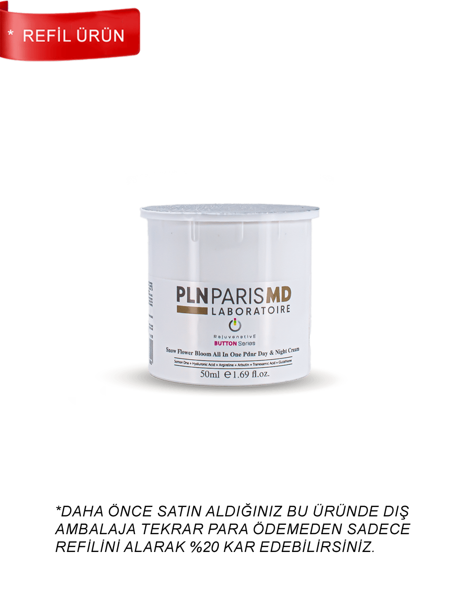PLN PARIS MD Snow Flower Bloom In One PDNR Day & Night Cream / Kar Çiçeği Efekti Veren Zengin Kokteyl İçerikli Özel Bakım Kremi 50ml REFIL