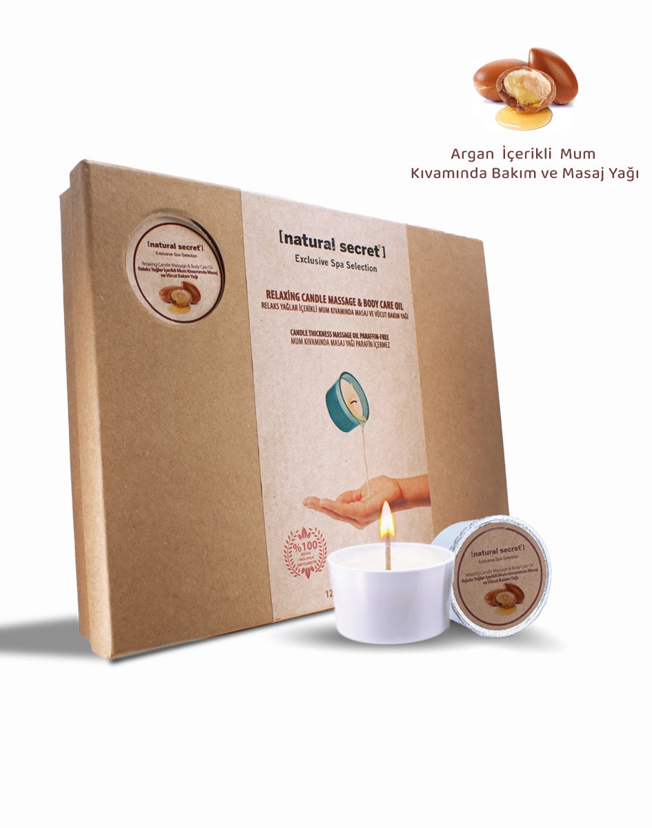 Natural Secret Argan Candle Massage & Body Care Oil - Argan Mum Masaj & Vücut Bakım Yağı