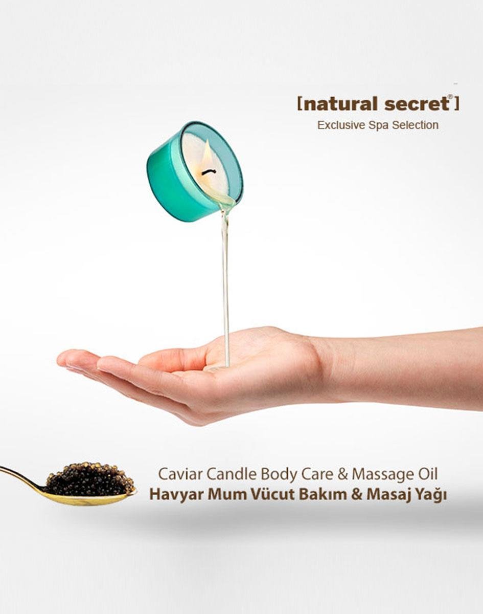 Natural Secret Caviar Candle Massage & Body Care Oil - Havyar Mum Masaj & Vücut Bakım Yağı