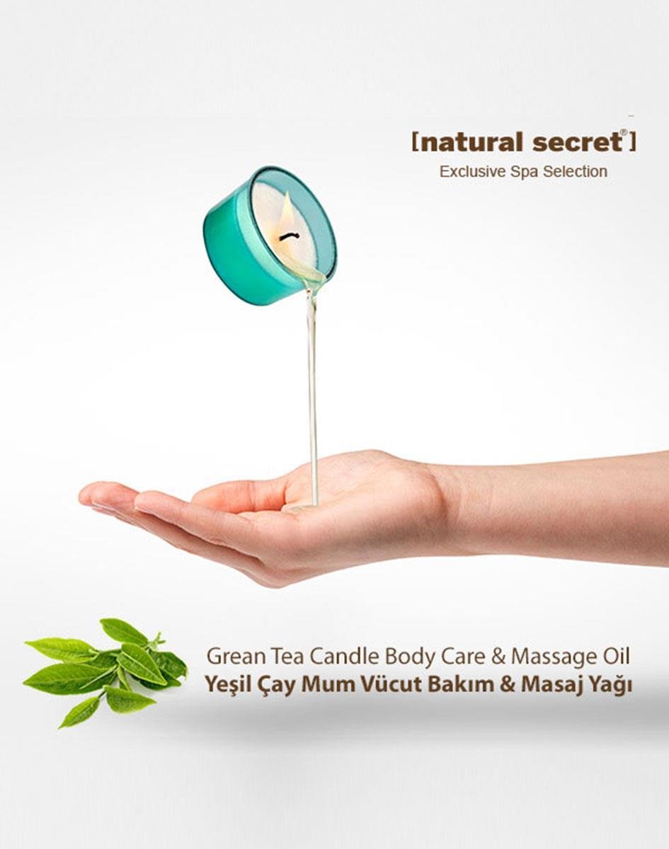 Natural Secret Green Tea Candle Massage & Body Care Oil - Yeşil Çay Mum Masaj & Vücut Bakım Yağı