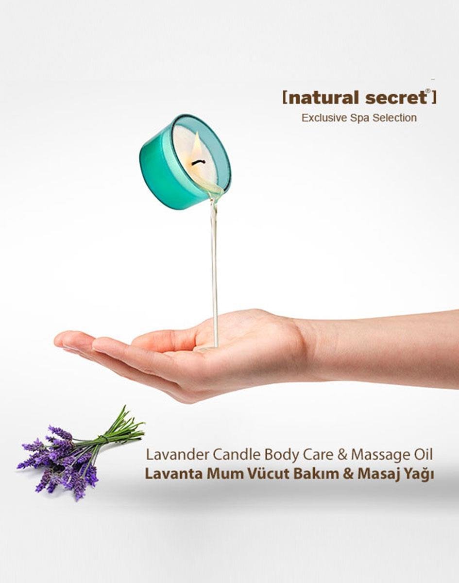 Natural Secret Lavender Candle Masaj & Vücut Bakım Yağı - Lavanta Mum Masaj & Vücut Bakım Yağı