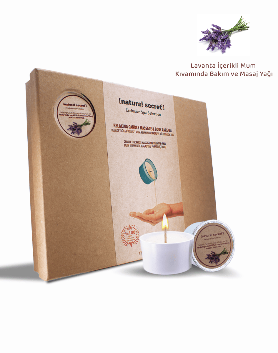 Natural Secret Lavender Candle Masaj & Vücut Bakım Yağı - Lavanta Mum Masaj & Vücut Bakım Yağı