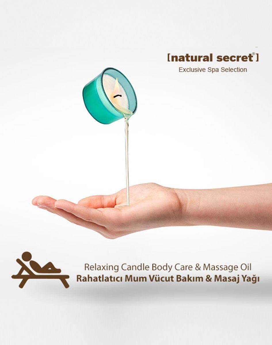 Natural Secret Relaxing Candle Massage & Body Care Oil - Rahatlatıcı Mum Masaj & Vücut Bakım Yağı