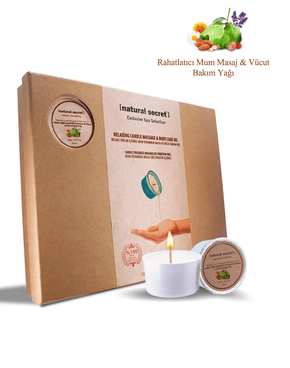 Natural Secret Relaxing Candle Massage & Body Care Oil - Rahatlatıcı Mum Masaj & Vücut Bakım Yağı