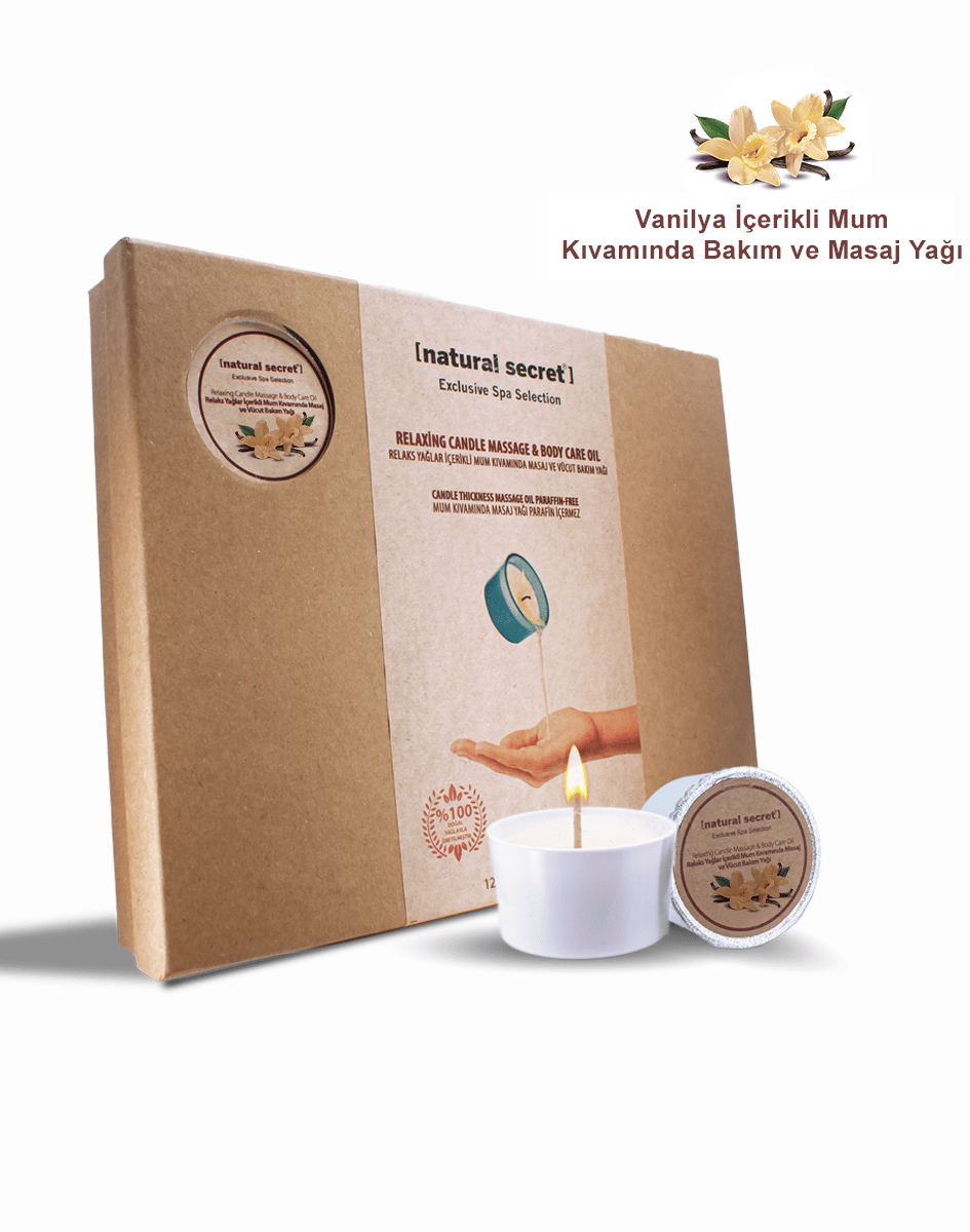 Natural Secret Vanilla Candle Massage & Body Care Oil - Vanilya Mum Masaj & Vücut Bakım Yağı
