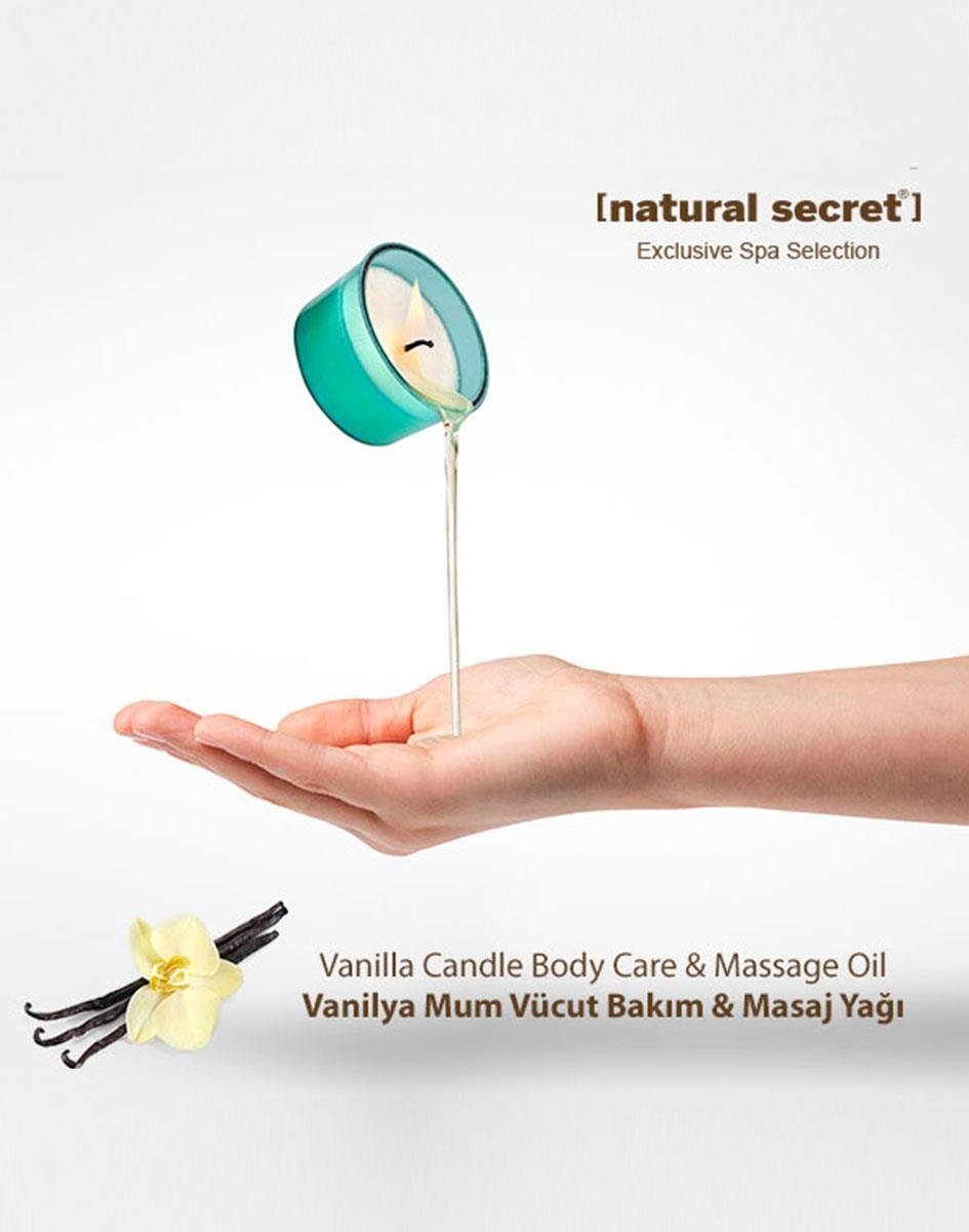 Natural Secret Vanilla Candle Massage & Body Care Oil - Vanilya Mum Masaj & Vücut Bakım Yağı