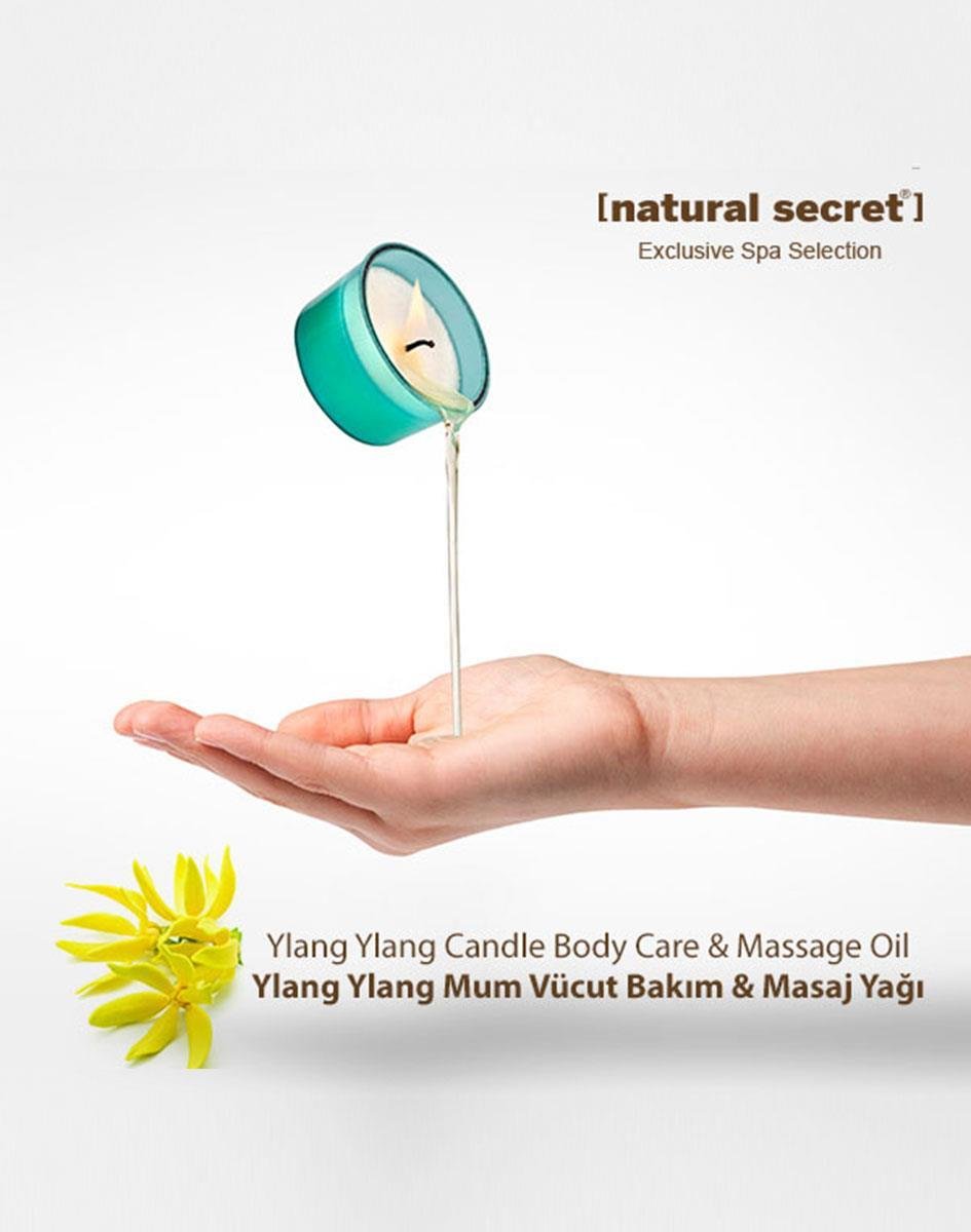 Natural Secret Ylang Ylang Candle Massage & Body Care Oil - Ylang Ylang Mum Masaj & Vücut Bakım Yağı