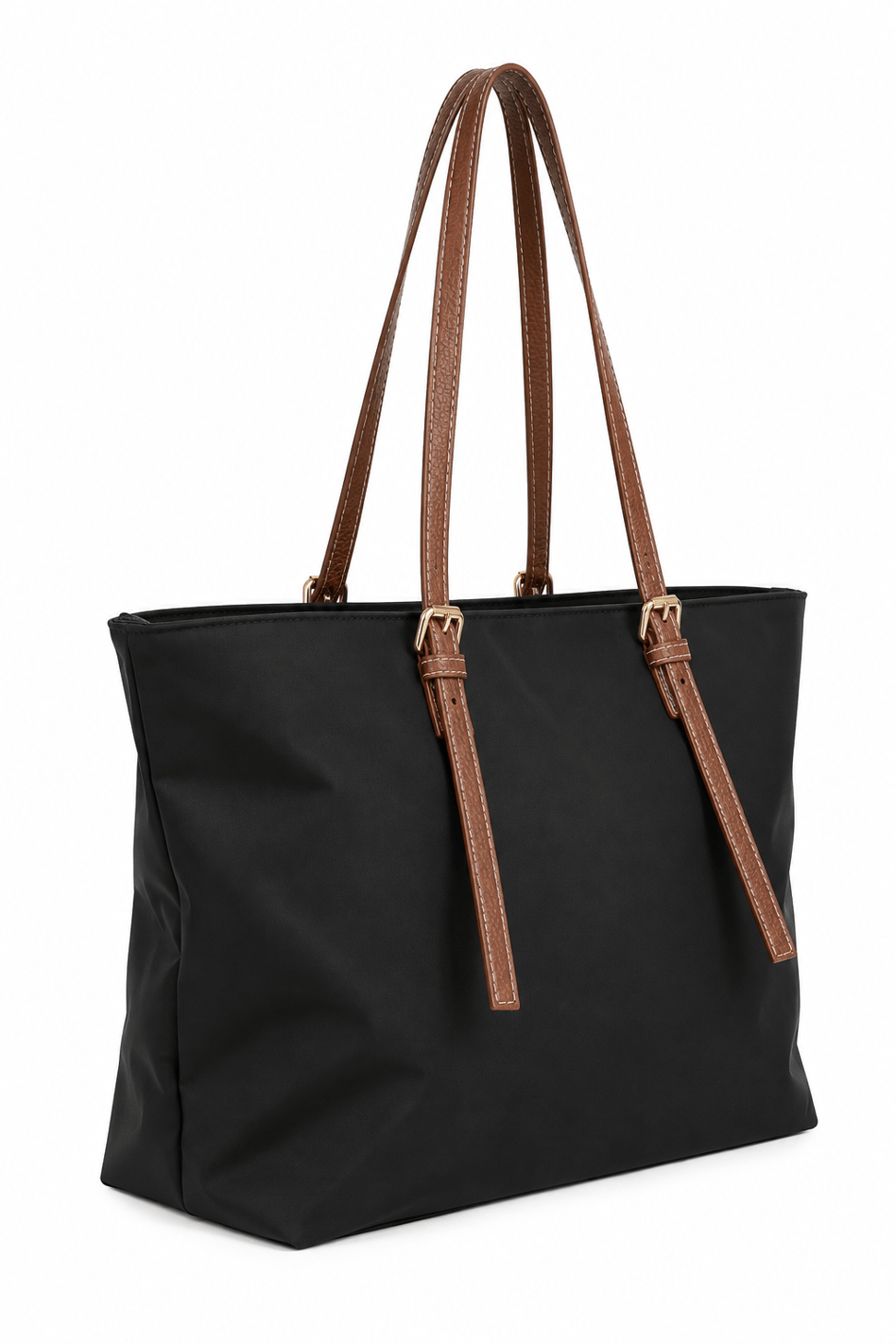 İnce Askılı Deri Detaylı Shopper Çanta