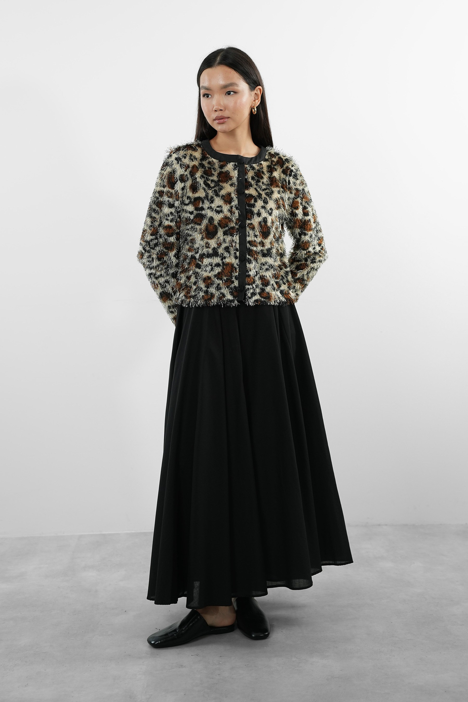 Kırçıllı Leopar Desenli Hırka