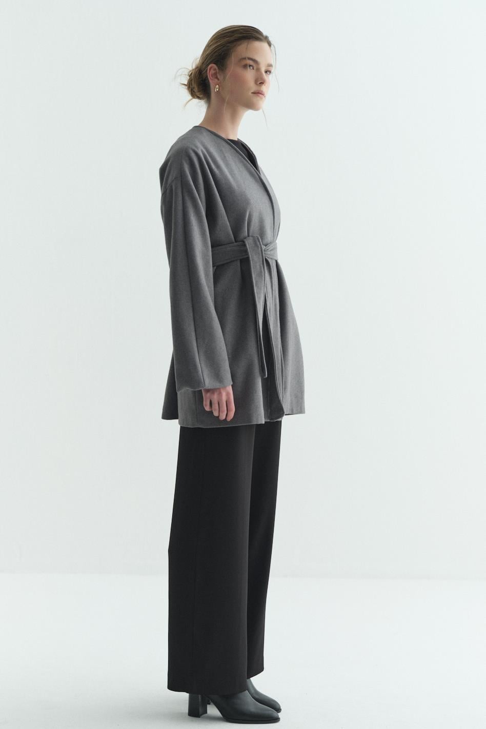 Astarlı Kaşe Kimono Gri