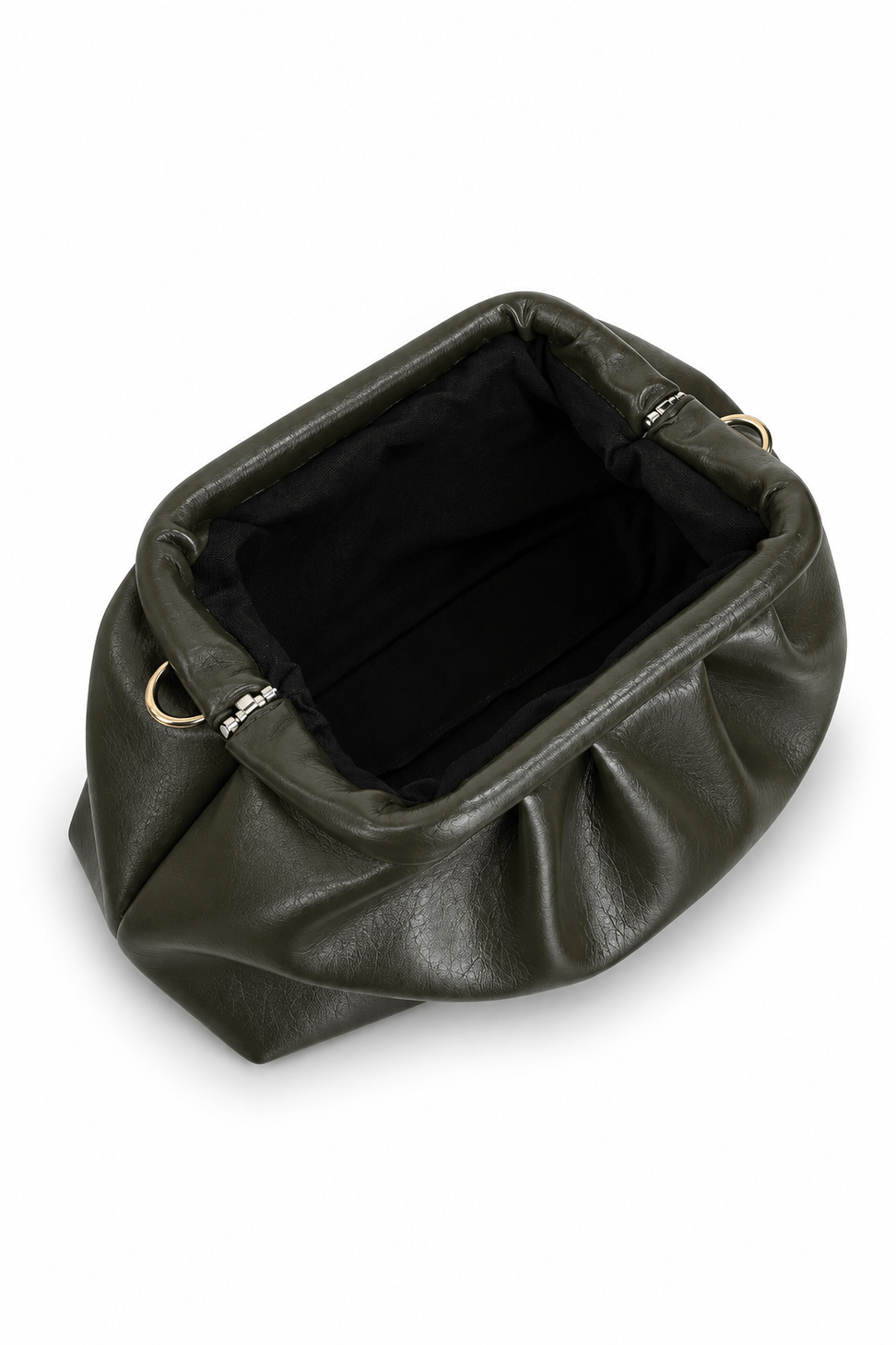 Deri Büzgü Detaylı Pouch Omuz Çantası