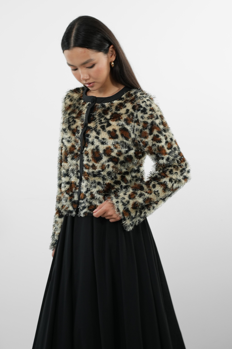 Kırçıllı Leopar Desenli Hırka