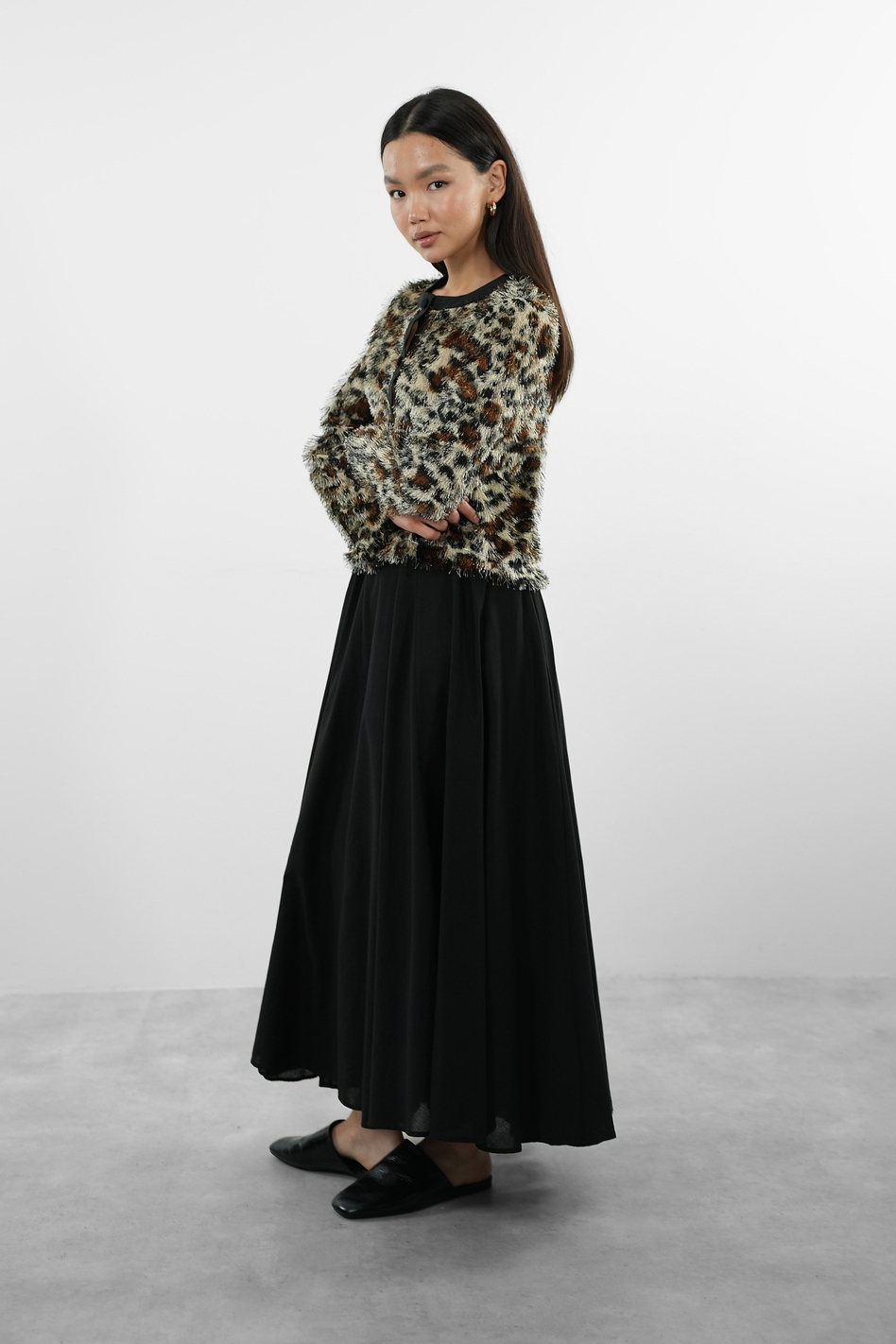 Kırçıllı Leopar Desenli Hırka