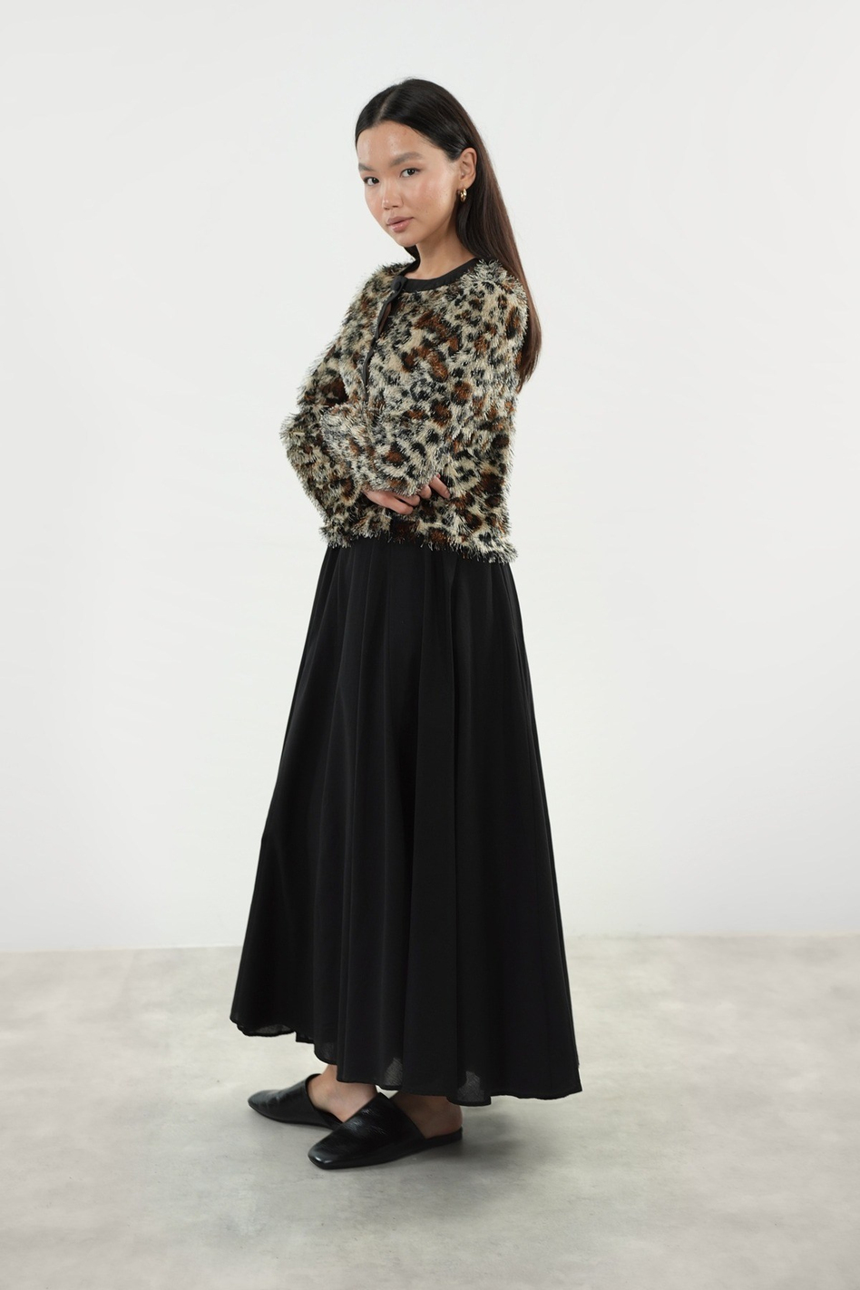 Kırçıllı Leopar Desenli Hırka