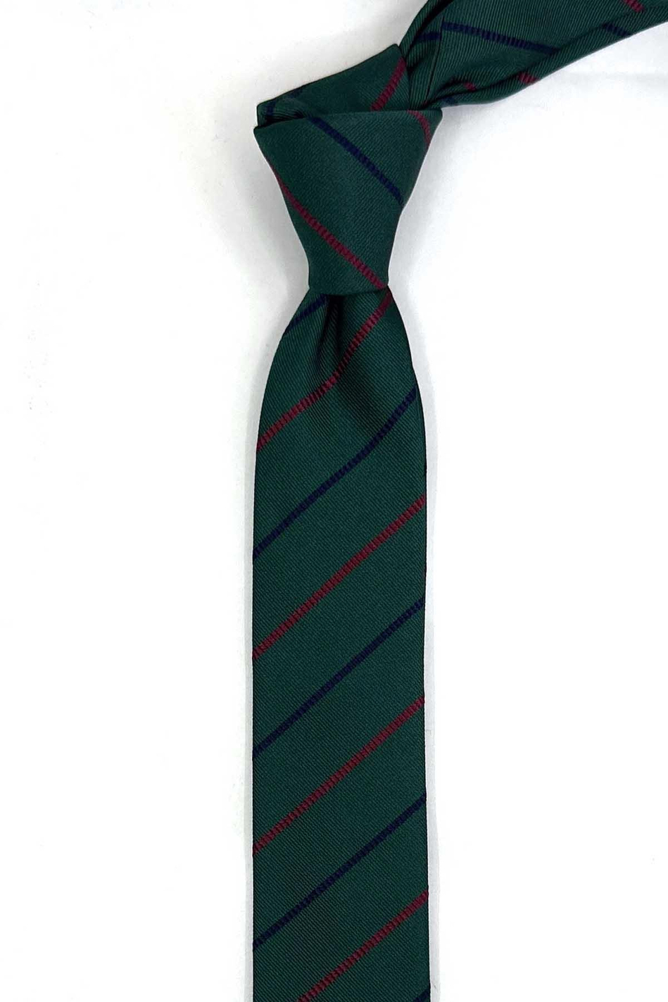 4.8 Yeşil Çizgi Desen Ultra Slim İpek Kravat İK2340