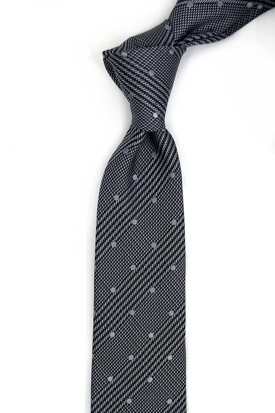 6.5 cm Gri Ekose Desen İtalyan İpek Kravat İK2308