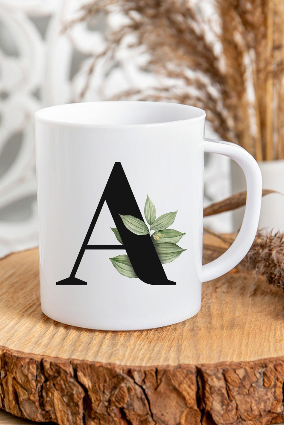 A Harfli Baş Harf Baskılı Kupa Bardak